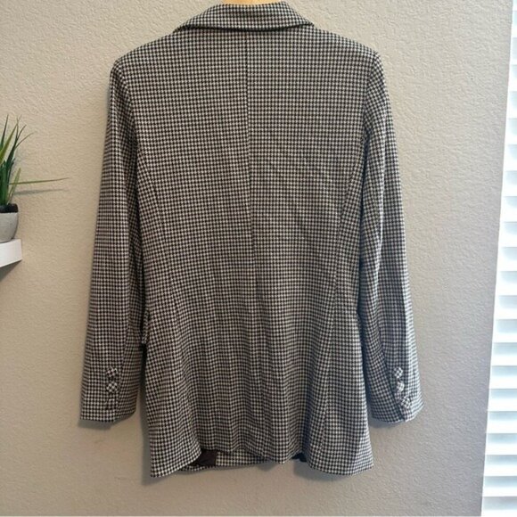 Shein Bae Black and Ivory Houndstooth Oversized Women's Blazer Size Small - Picture 2 of 8